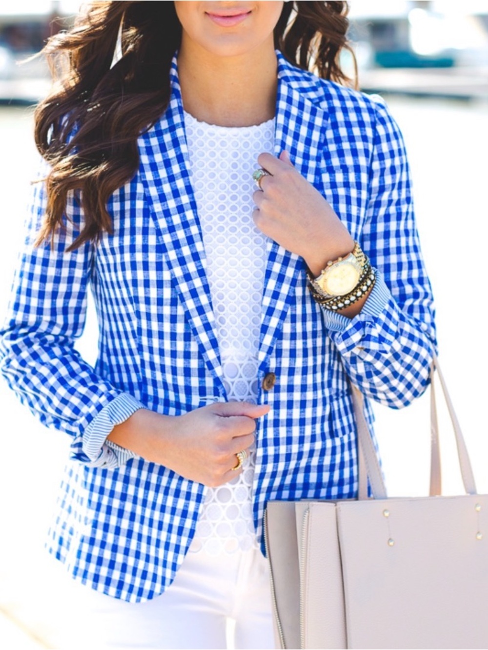 J.CREW Campbell GINGHAM Blazer Jacket Preppy Nantucket Top Shirt Size 0 XS